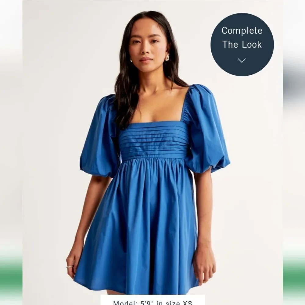 Abercrombie and fitch puff sleeve dress cotyon side pockets excellent condition - Picture 7 of 15
